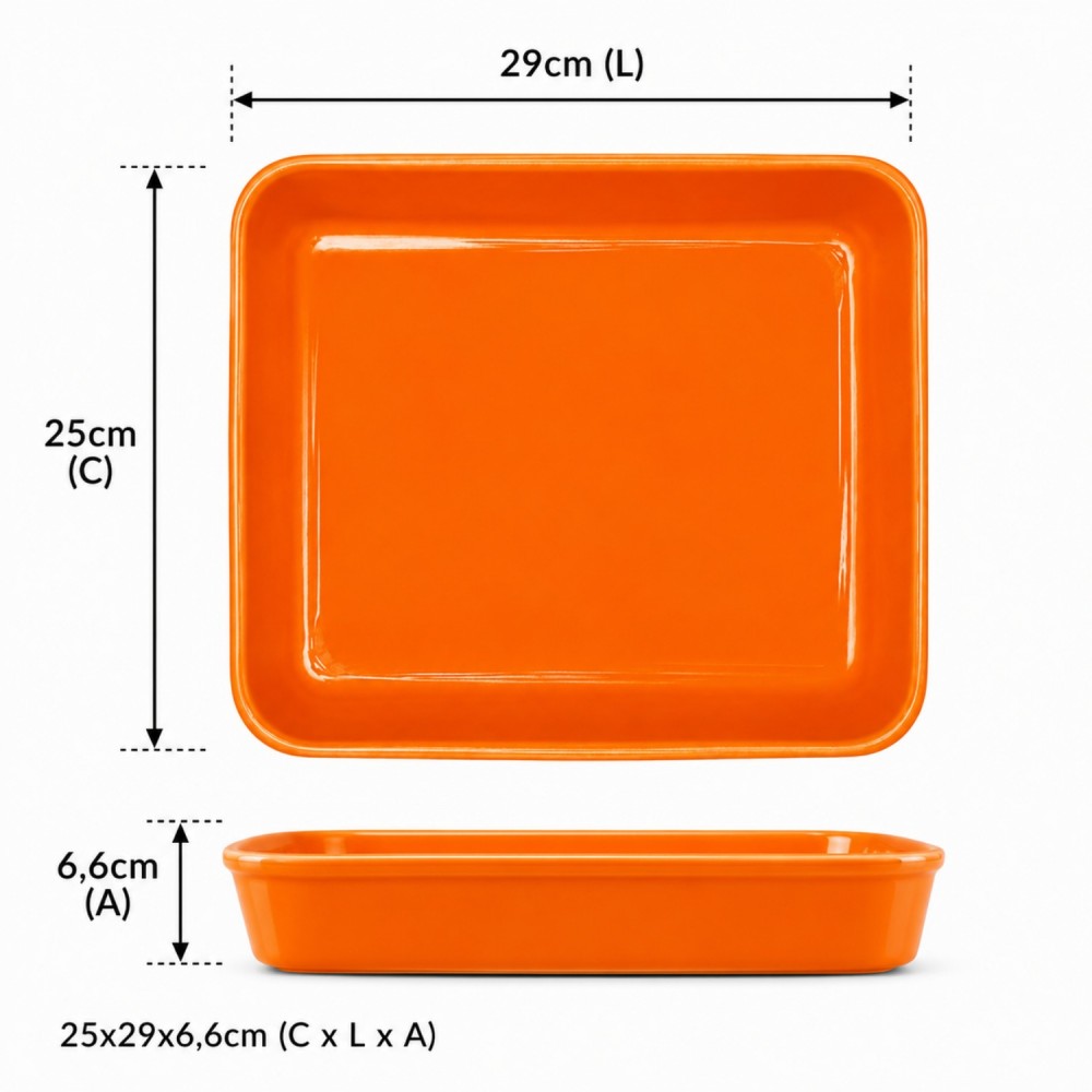 Cuba Porcelana 1/2 Gourmet Germer 25x29x6,6cm 3088mL Laranja