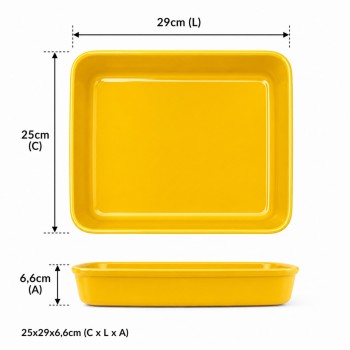 Cuba Porcelana 1/2 Gourmet Germer 25x29x6,6cm 3088mL Amarelo 