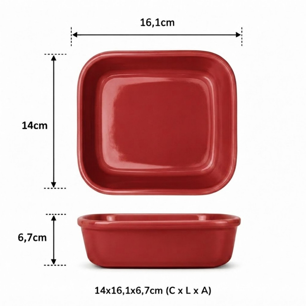 Cuba Porcelana 1/6 Gourmet Germer 14x16,1x6,7cm 836mL Vermelho