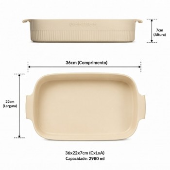 Travessa de Porcelana Retangular Germer 30X21cm Marfim