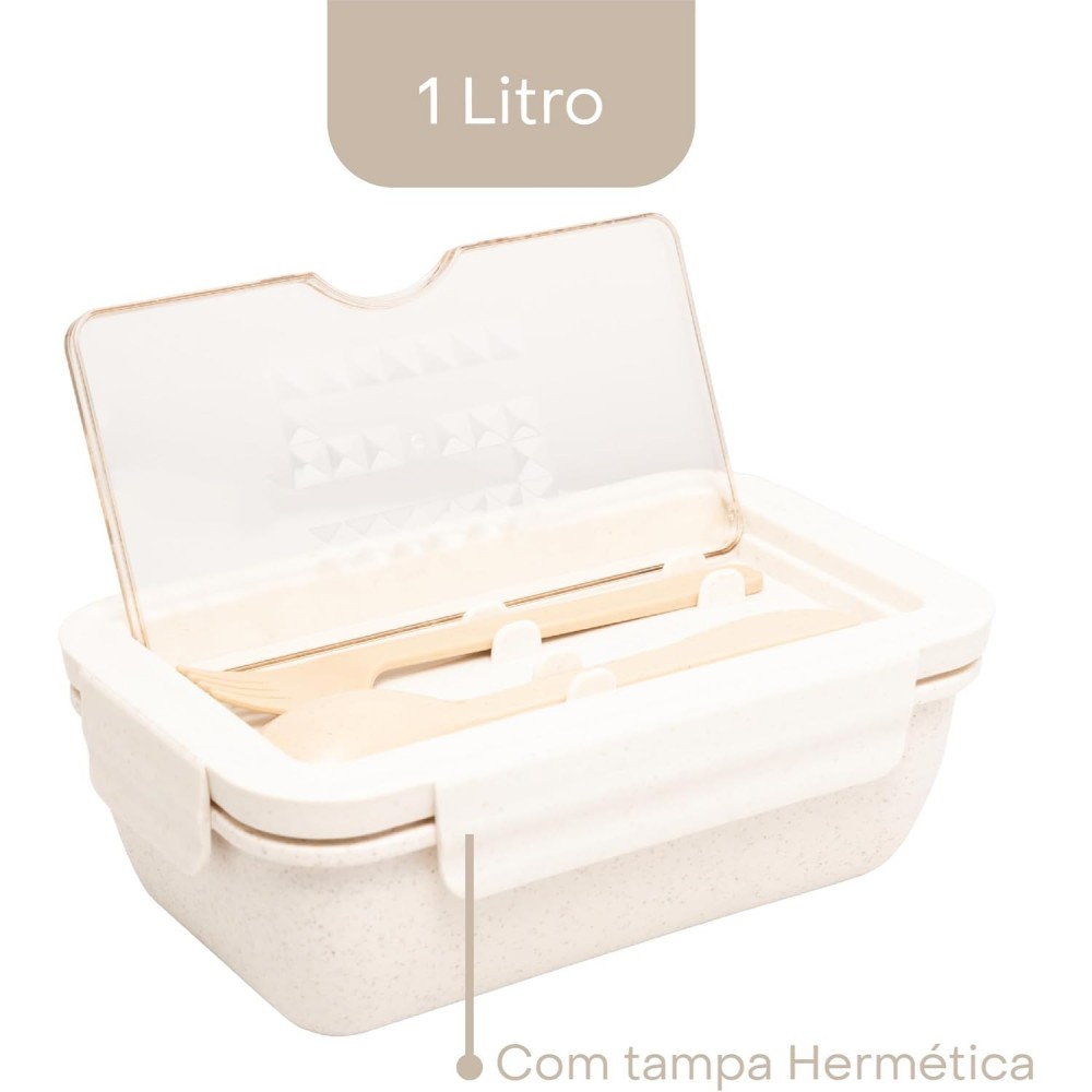 Pote para Marmita Hermética com Talhares 1,1L Lyor Off White