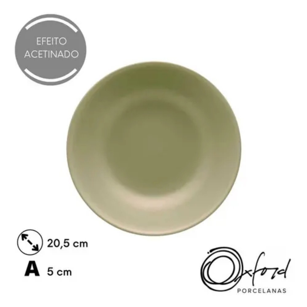 Prato de Louça Fundo 20,5cm Oxford Oliva
