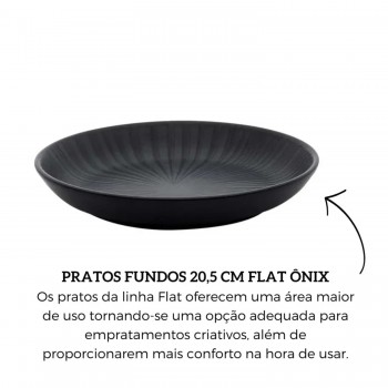 Prato de Louça Fundo 20,5cm Oxford Preto Onix 