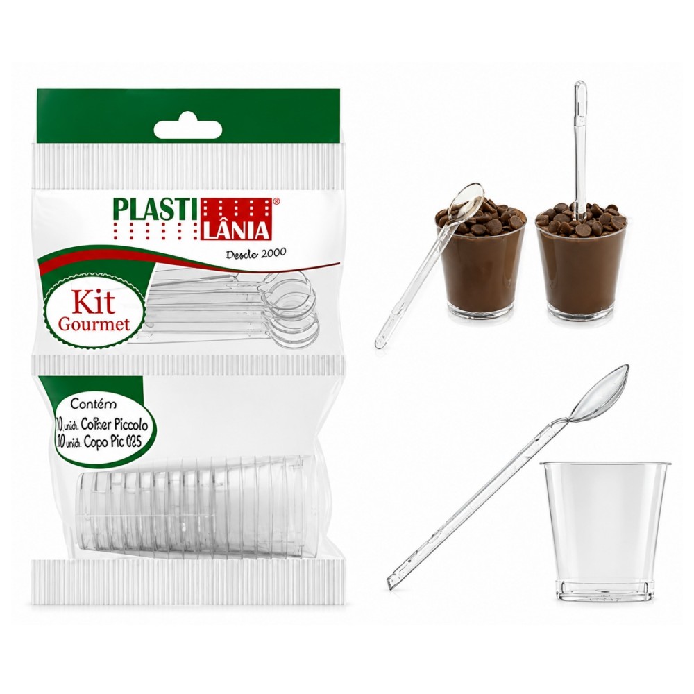 Copo Acrílico Kit Gourmet 25mL Plastilânia com 10un.