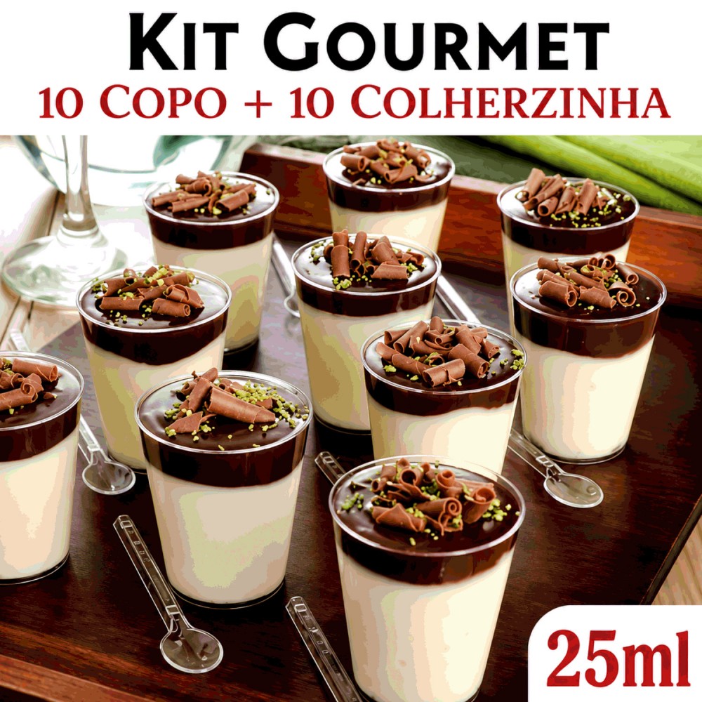 Copo Acrílico Kit Gourmet 25mL Plastilânia com 10un.