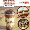 Copo Plástico Descartável com Tampa Bolha 250mL Plastilânia com 20un.