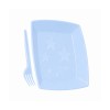 Kit Festa Descartável Azul Plastilânia 10 Pratos 15cm + 10 Garfos