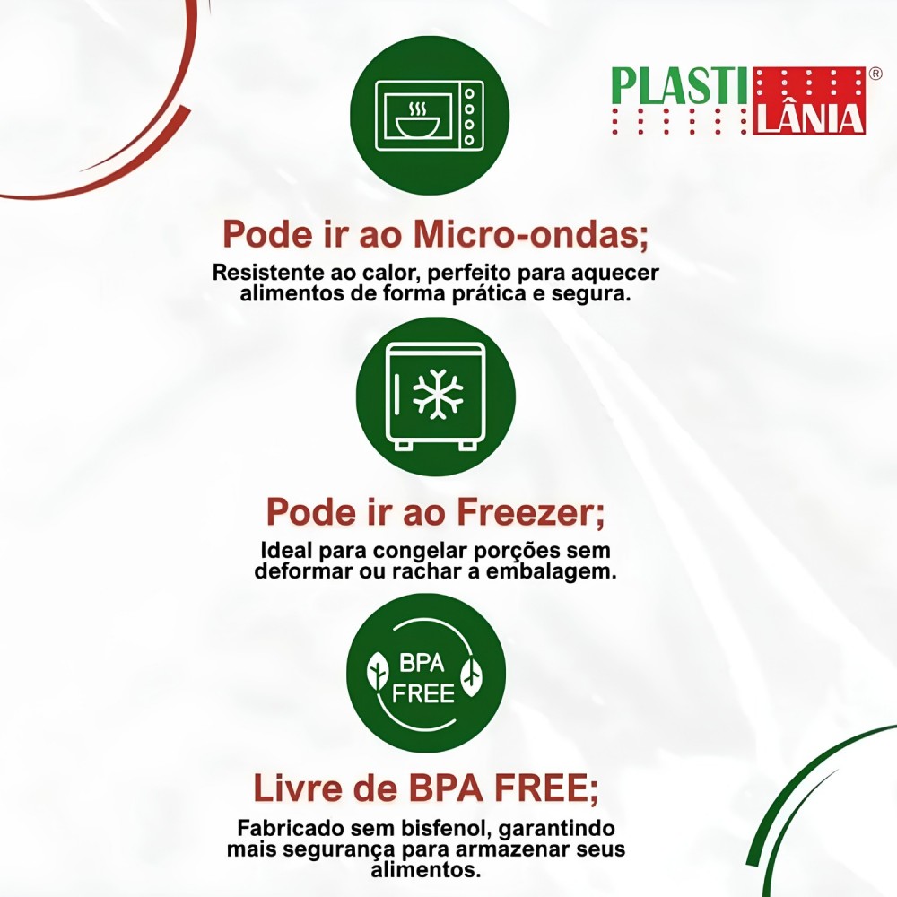 Pote Descartável com Divisória Retangular com Tampa 400mL Plastilânia com 10un.