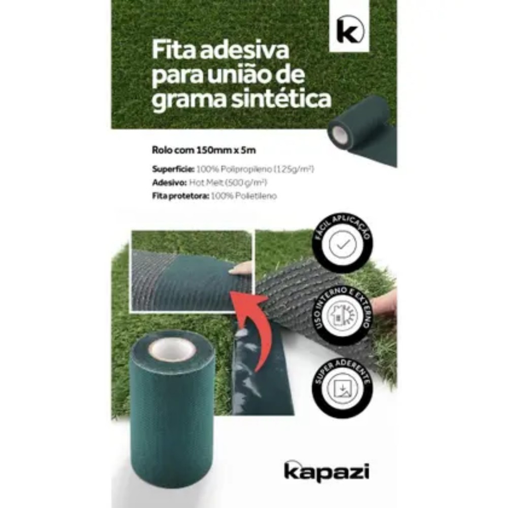 Fita Adesiva para União de Grama Sintética 15cm x 5m Kapazi