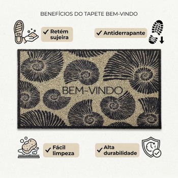 Tapete Capacho Vinil 50x80cm Kapazi Home Conchas
