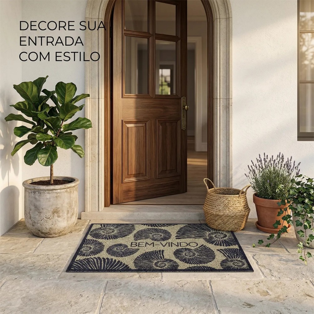 Tapete Capacho Vinil 50x80cm Kapazi Home Conchas