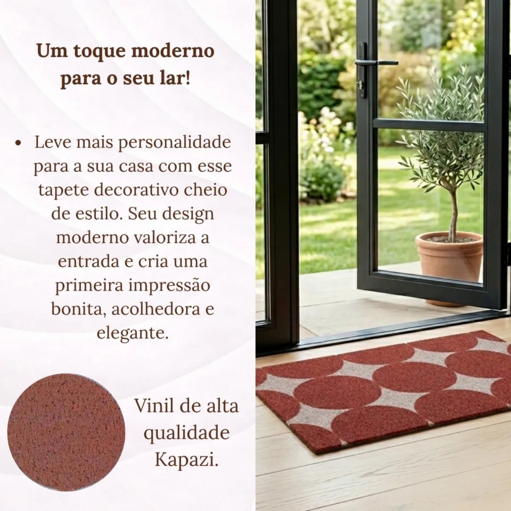 Tapete Capacho Vinil 50x80cm Kapazi Home Círculos 