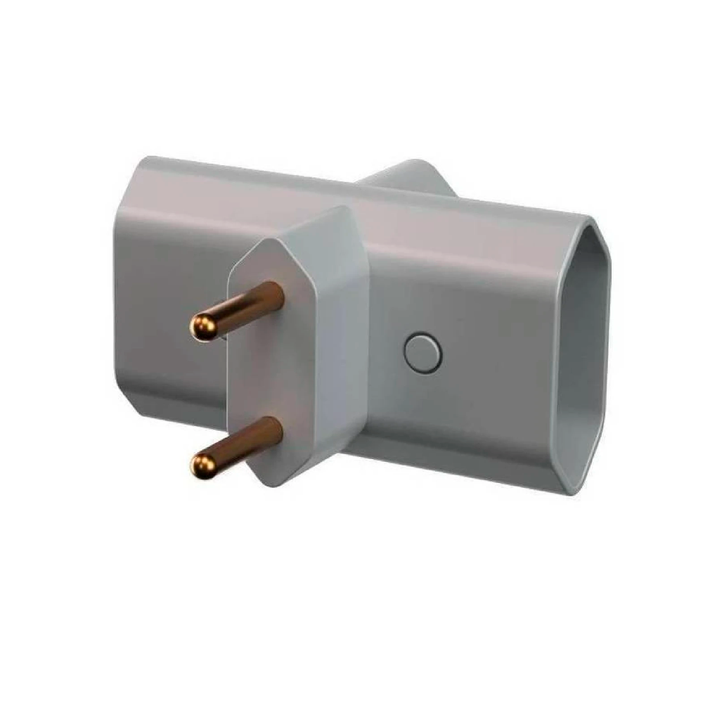 Adaptador de Tomada Benjamin 2 Pinos 10A Mec Tronic Cinza