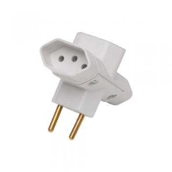 Adaptador de Tomada Benjamin 2 Pinos 10A Mec Tronic Cinza