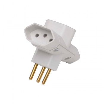 Adaptador de Tomada Benjamin 3 Pinos 10A Mec Tronic Cinza