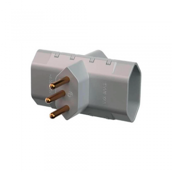 Adaptador de Tomada Benjamin 3 Pinos 10A Mec Tronic Cinza