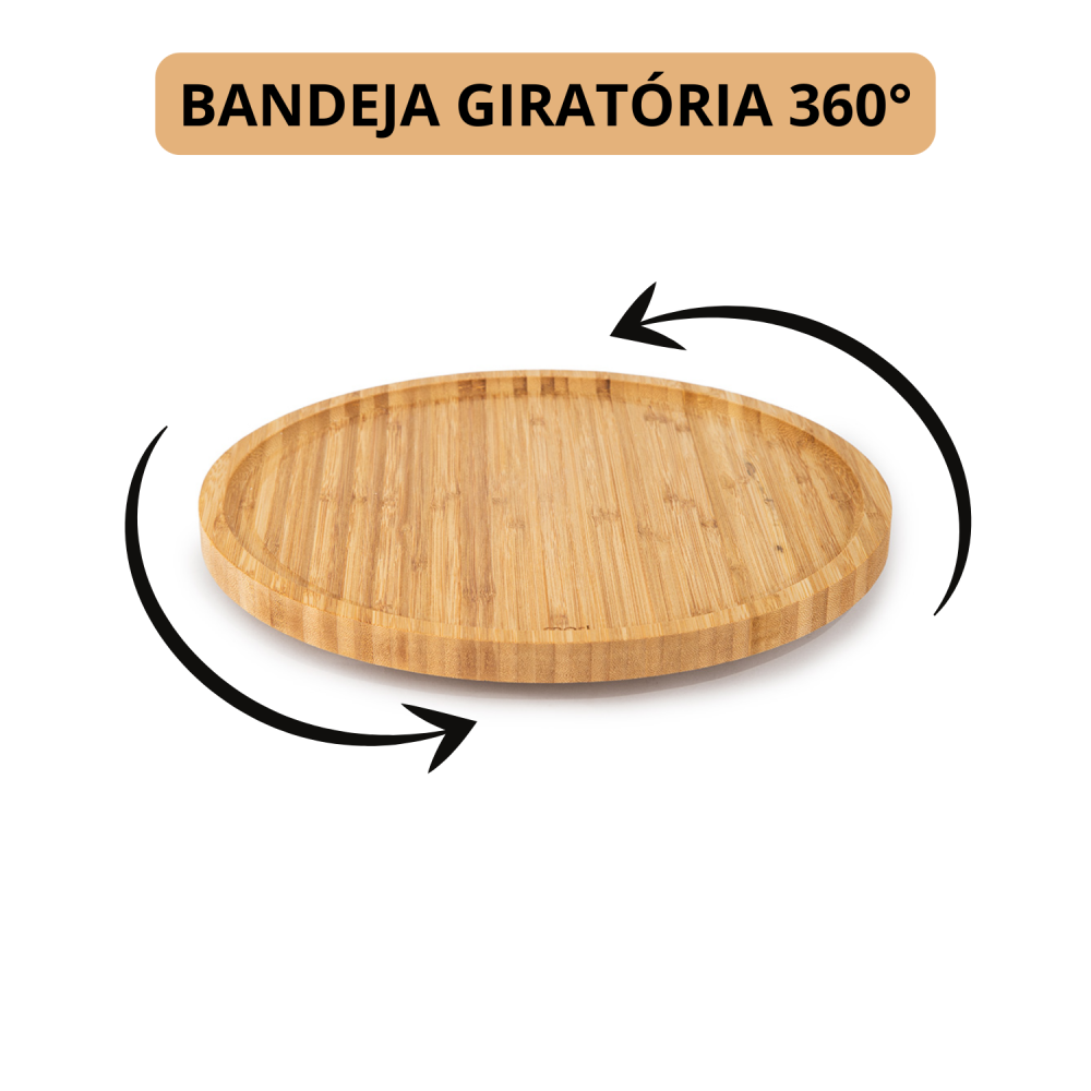 Bandeja de Bambu Giratória Redonda 35cm Mori