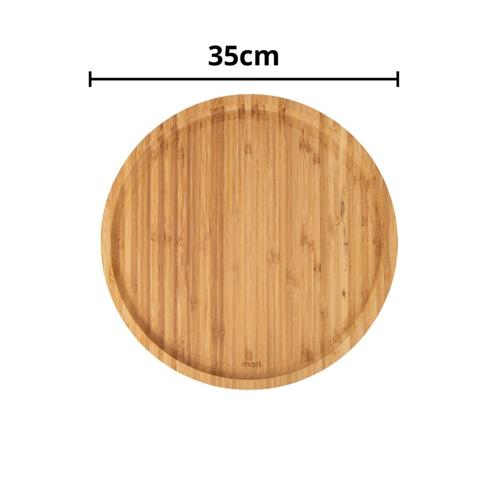 Bandeja de Bambu Giratória Redonda 35cm Mori