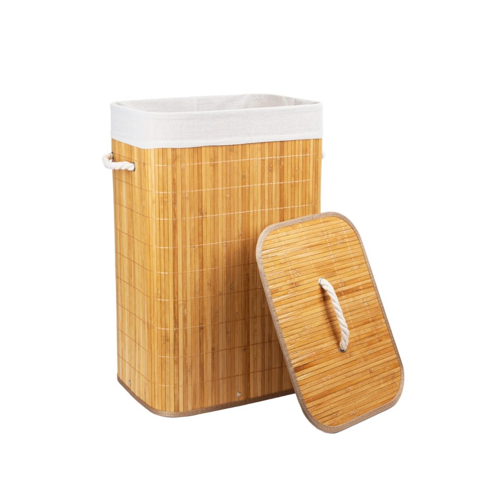 Cesto de Roupas Dobrável Retangular Bambu Mori