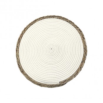 Lugar Americano de Fibra Natural e Algodão Redondo 38cm Paramount Branco