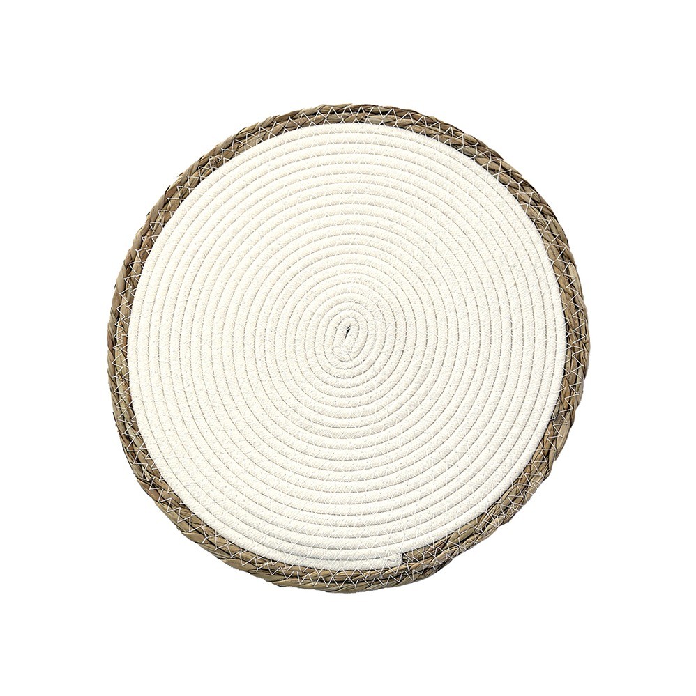 Lugar Americano de Fibra Natural e Algodão Redondo 38cm Paramount Branco