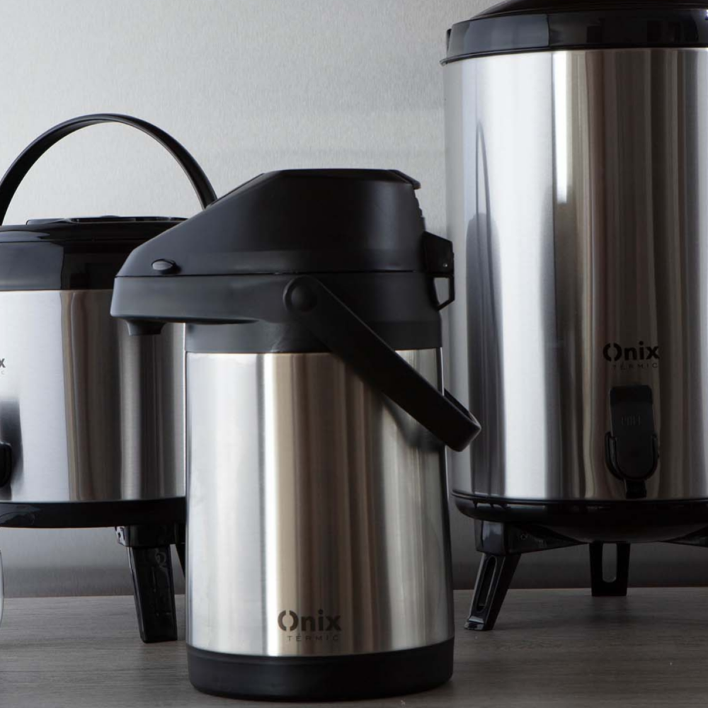 Garrafa Térmica de Pressão 1,3L Paramount Premium Inox Parede Dupla