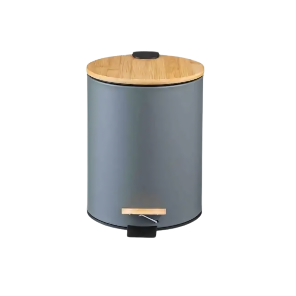 Lixeira com Pedal e Tampa de Bambu Soft 5L Paramount - Cinza