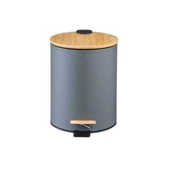 Lixeira com Pedal e Tampa de Bambu Soft 5L Paramount - Cinza