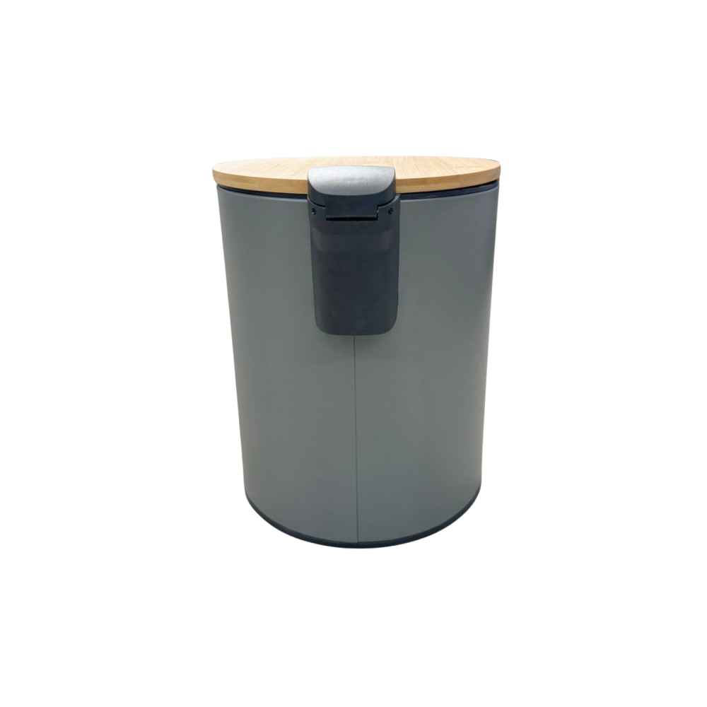 Lixeira com Pedal e Tampa de Bambu Soft 5L Paramount - Cinza