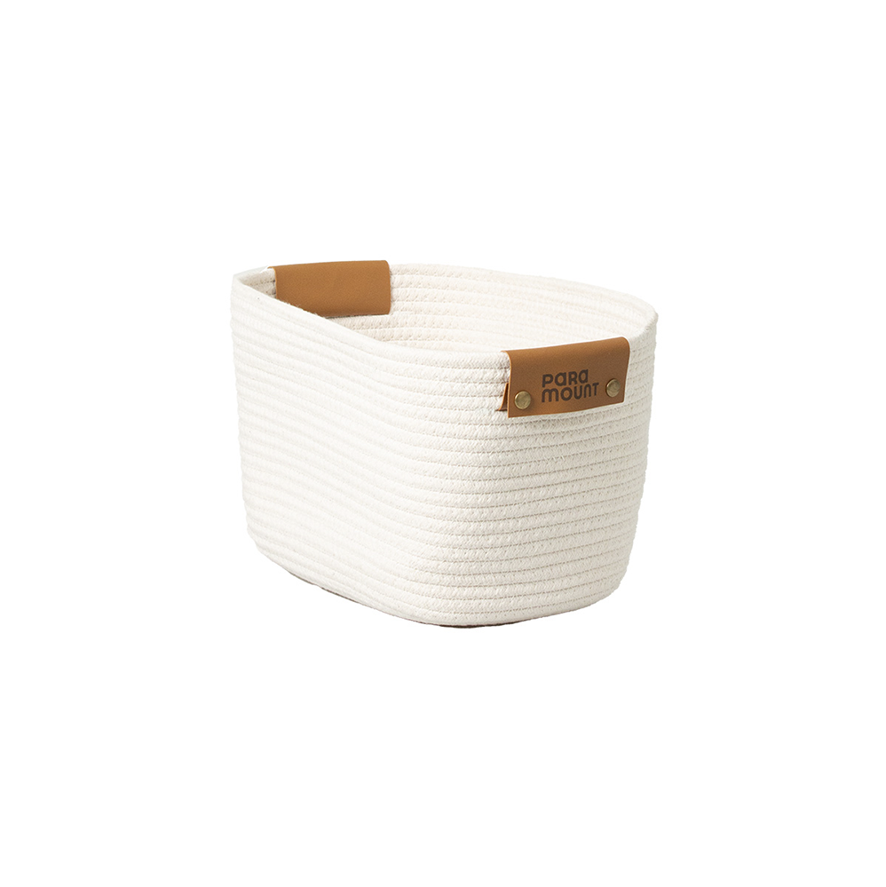 Cesto de Algodão com Alça Paramount Branco 35x25x20cm