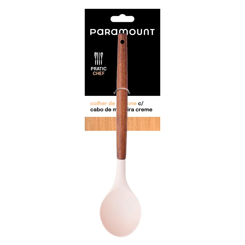 Colher de Arroz de Silicone Cabo Madeira Paramount Creme