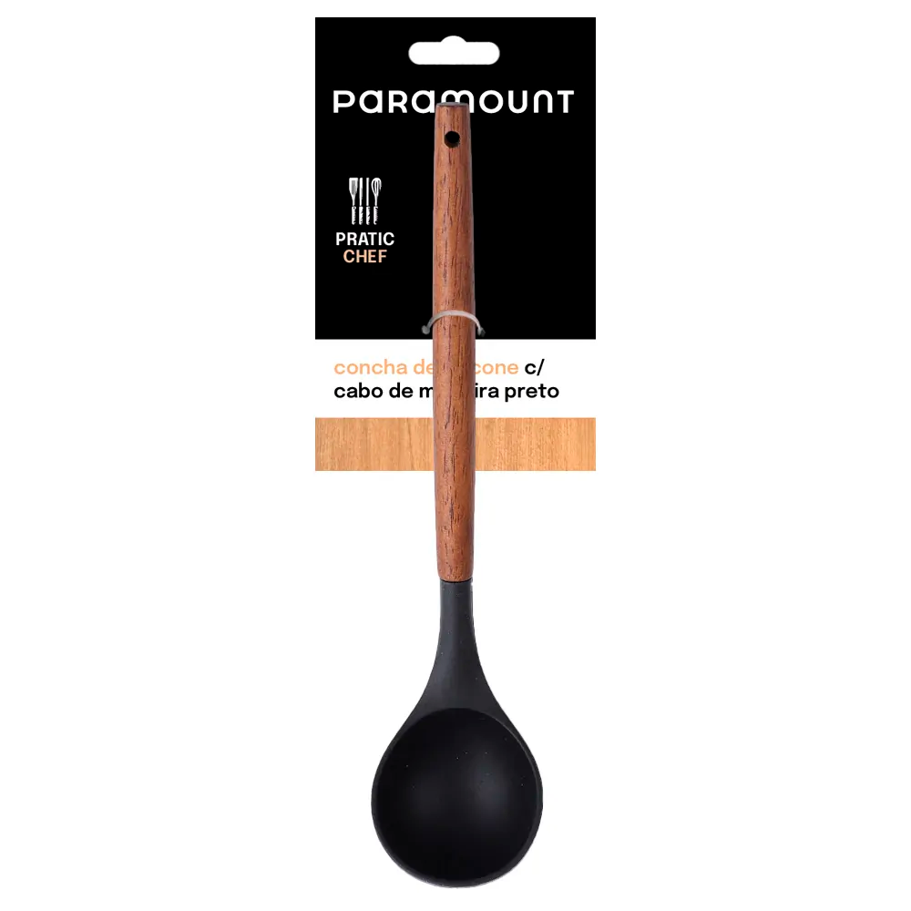Concha de Feijão de Silicone Cabo Madeira Paramount Preto