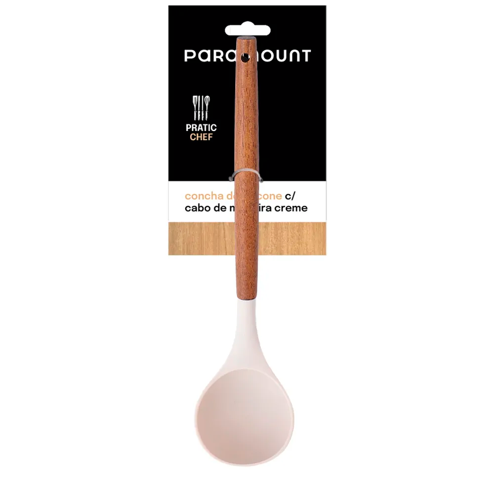 Concha de Feijão de Silicone Cabo Madeira Paramount Creme