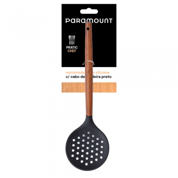 Escumadeira de Silicone Cabo Madeira Paramount Preto