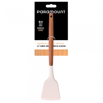 Espatula Reta de Silicone Cabo Madeira Paramount Creme