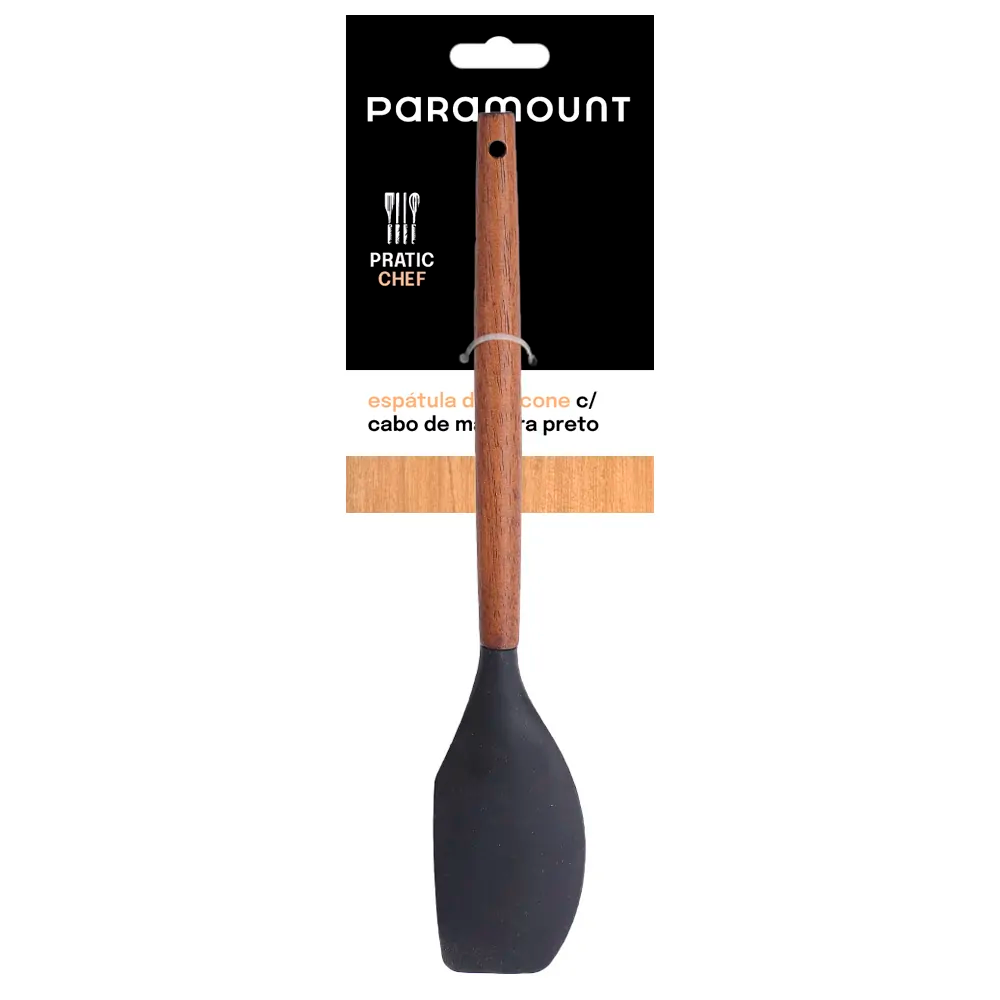 Espatula de Silicone Cabo Madeira Paramount Preto
