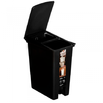 Lixeira com Pedal e Tampa Fly 40L Paramount Preta Seletiva