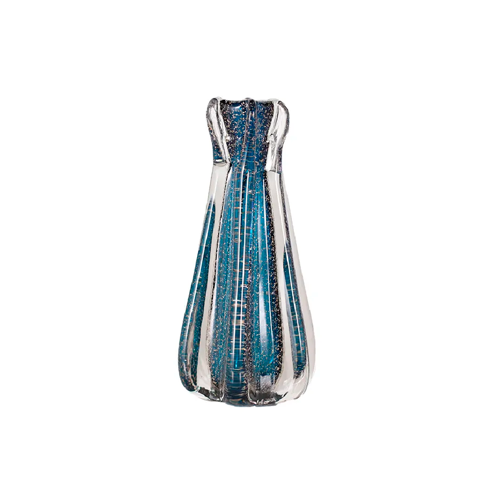 Vaso Decorativo em Vidro Paramount Murano 6,5x18cm Azul Safira