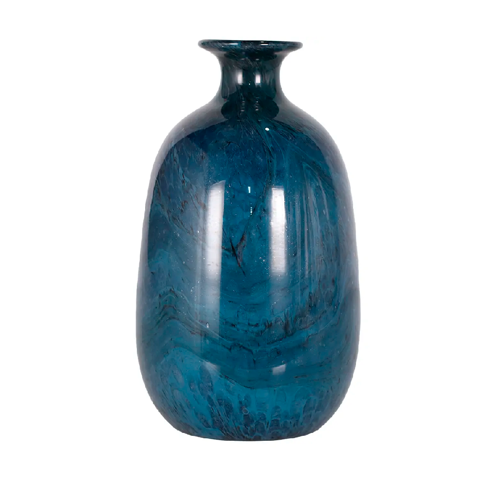 Vaso Decorativo em Vidro Paramount Murano Mesclado 18,5x33cm Azul Safira