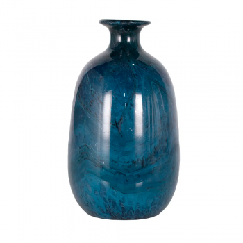 Vaso Decorativo em Vidro Paramount Murano Mesclado 18,5x33cm Azul Safira