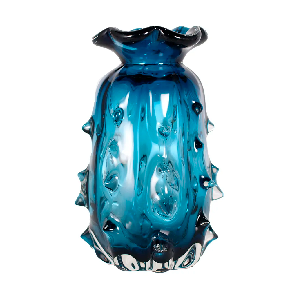 Vaso Decorativo em Vidro Paramount Murano 15x23cm Azul Safira