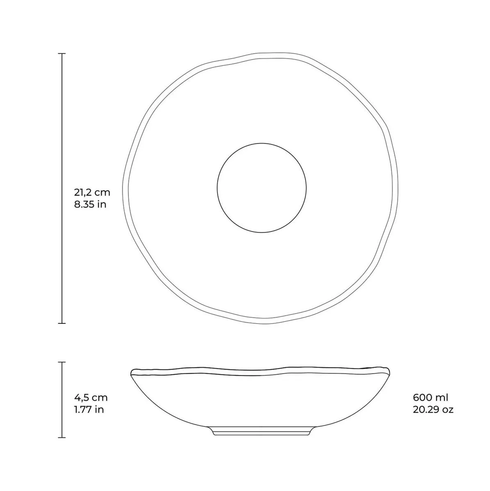 Prato de Louça Fundo 21,2cm Porto Brasil Orgânico Preto Matte