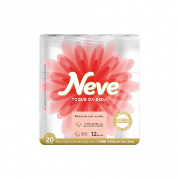 Papel Higiênico Folha Dupla Neve Toque de Seda com 12 rolos 20 metros