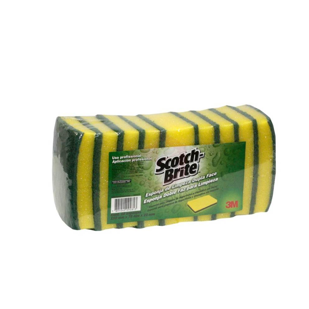 Esponja Dupla Face Multiuso 3M Scotch Brite com 10 unid. Amarela