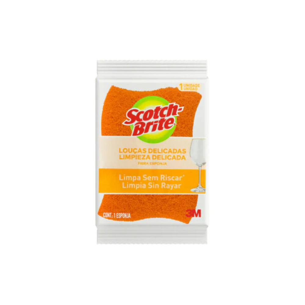 Esponja Dupla Face Não Risca 3M Scotch Brite com 1 unid. - Laranja