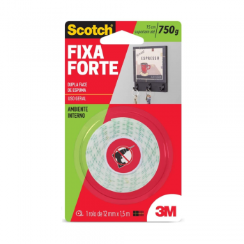 Fita Dupla Face Espuma 3M Fixa Forte 12mm x 1,5m