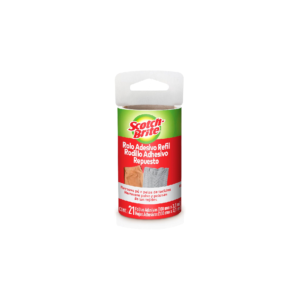 Refil Rolo Adesivo para Roupas 3M Scotch Brite com 21 Folhas