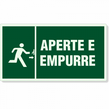 Placa de Sinalização Plástica Sinalize APERTE E EMPURRE (Fotoluminescente)