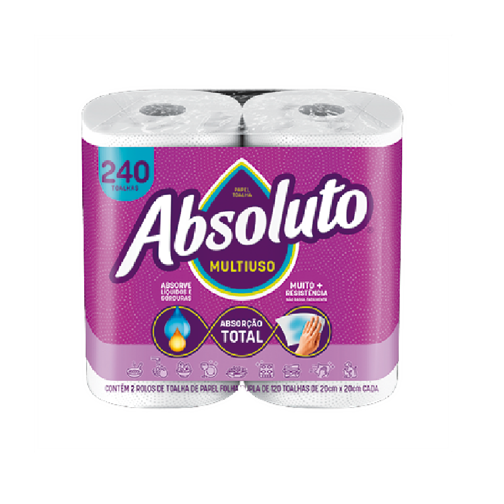 Toalha de Papel Absoluto Folha Simples 20x20cm com 240 folhas (2x120)