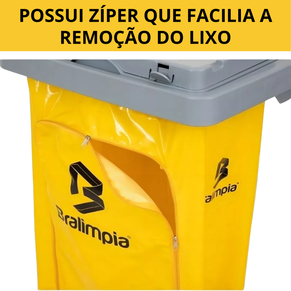 Bolsa de Coleta de Resíduos para Carro Funcional Bralimpia Amarela